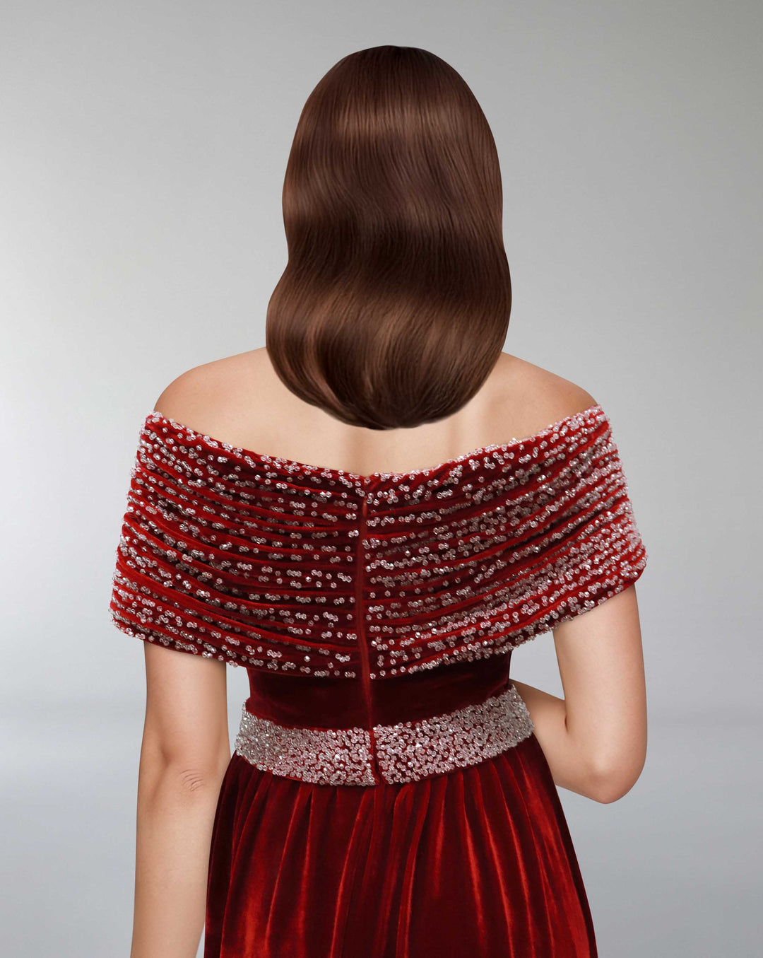 Draped velvet dress with crystals - NADINE