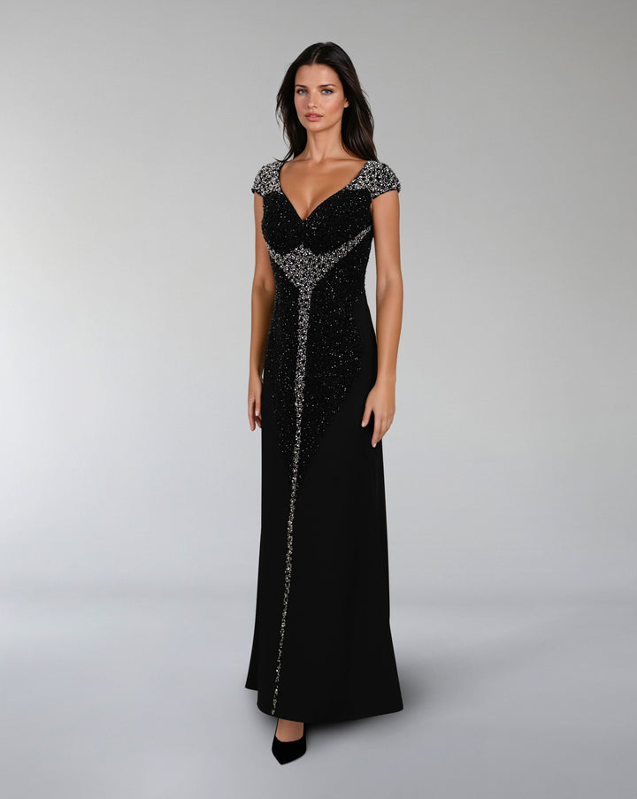 Sleeveless column dress with futuristic beading - RAINE