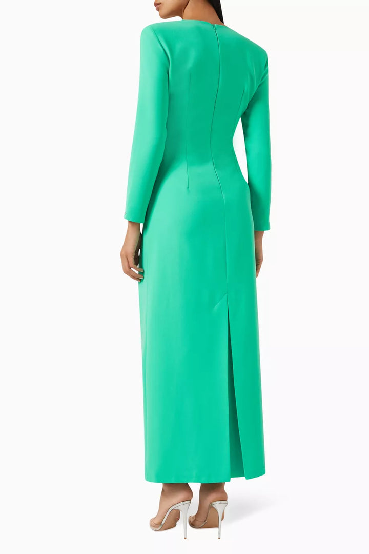 فستان مزخرف بفتحة أمامية وأكمام طويلة – صوفي