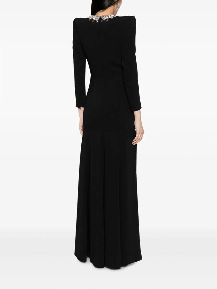 jewel-neck draped crepe gown – Lories