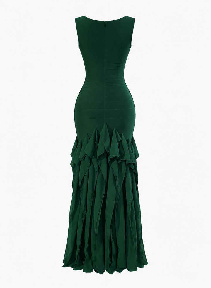 Emerald Ruffle Hem Midi Dress - Grace