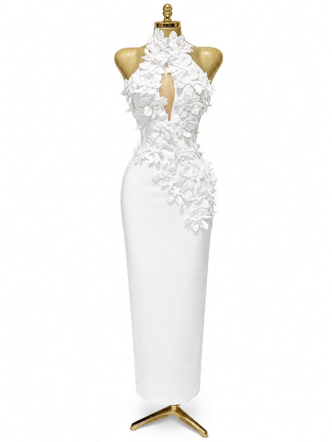 Floral Appliqué Halter Gown - Blossome