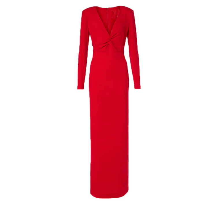 Twist Knot Deep V-Neck Maxi Dress – Scarlet