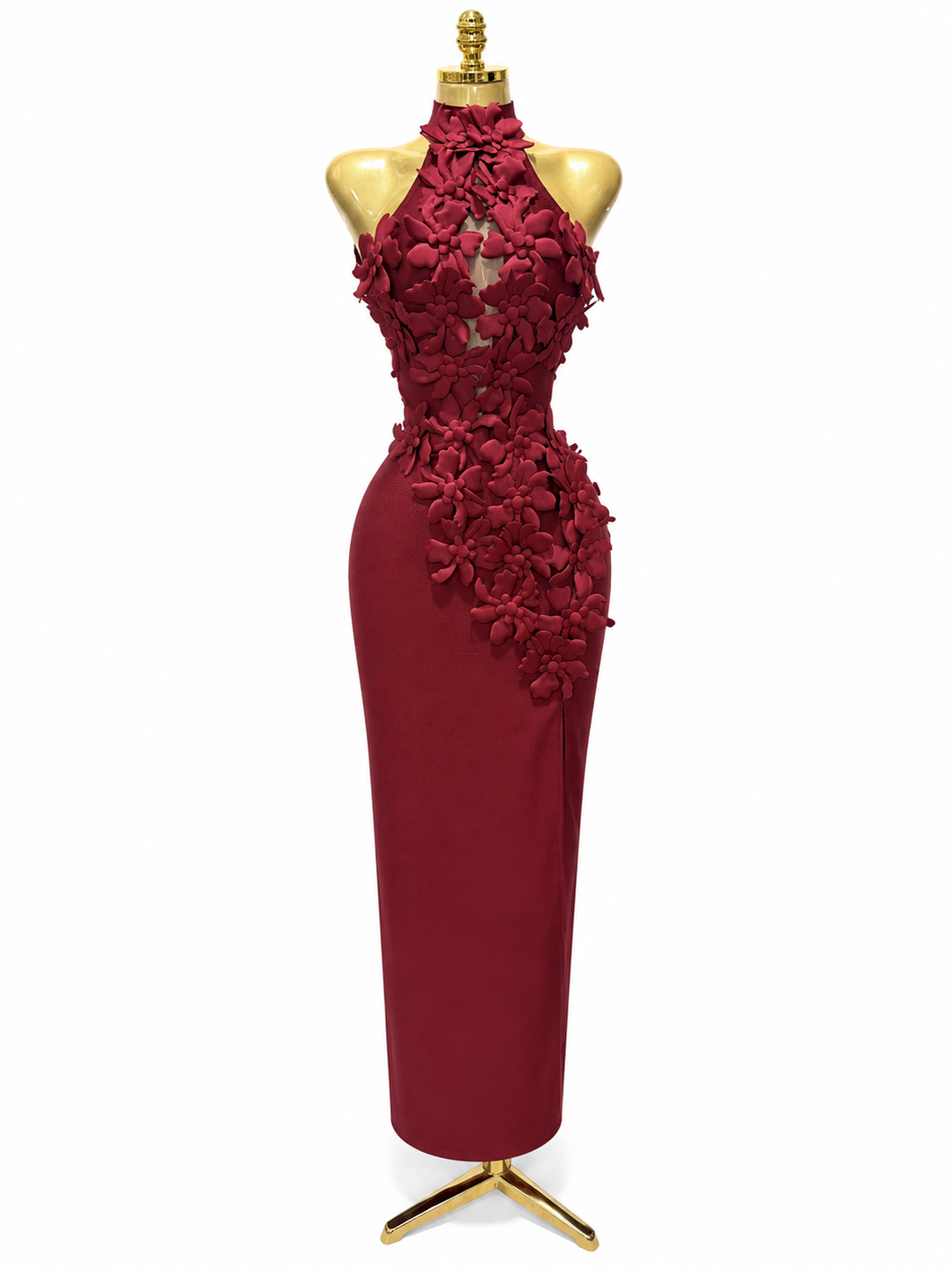 Floral Appliqué Halter Gown - Blossome