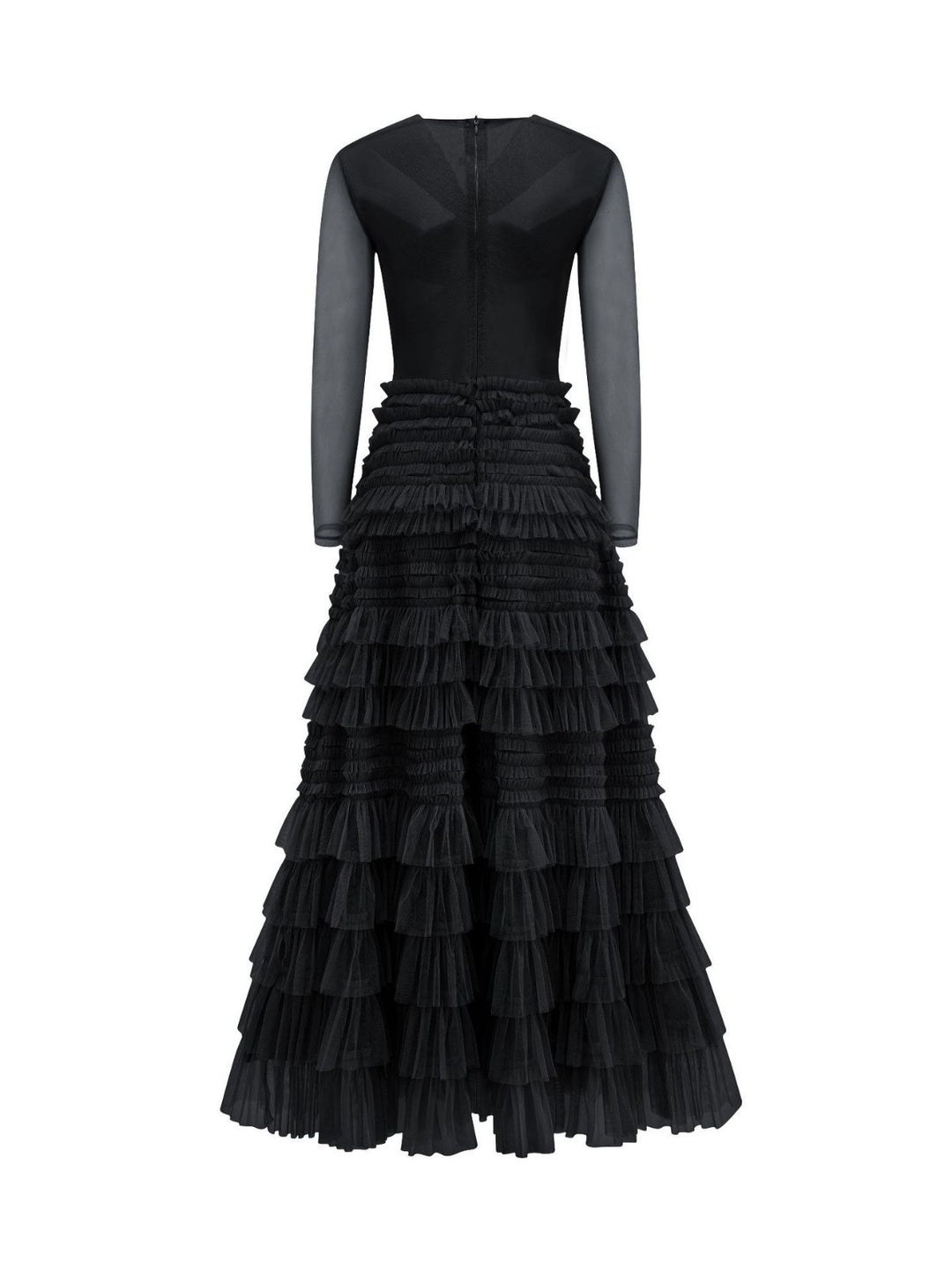 Black Layered Tulle Evening Dress - Glamour