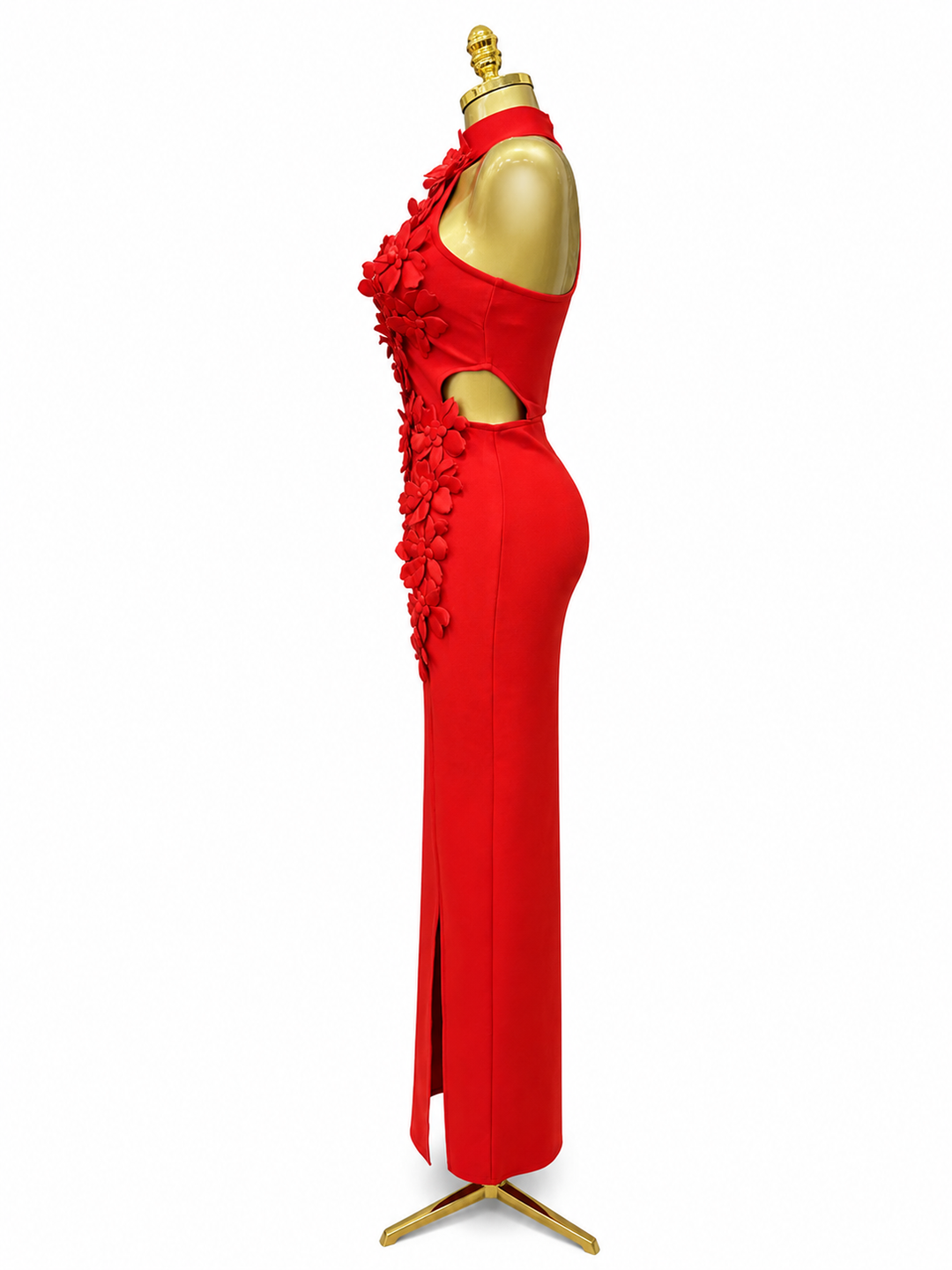 Floral Appliqué Halter Gown - Blossome