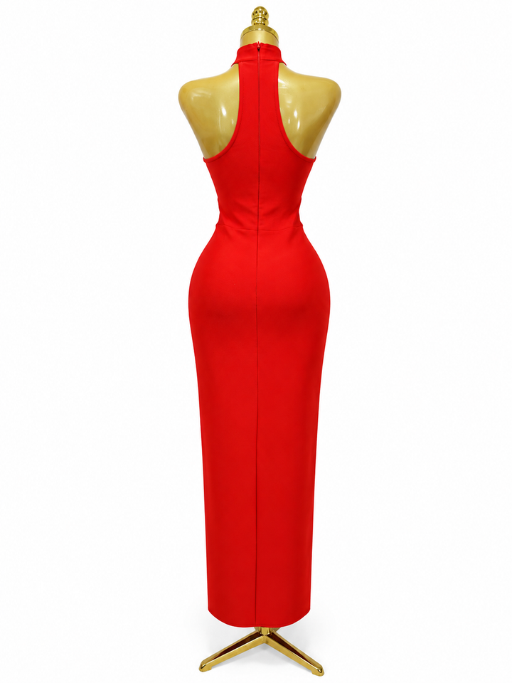 Floral Appliqué Halter Gown - Blossome