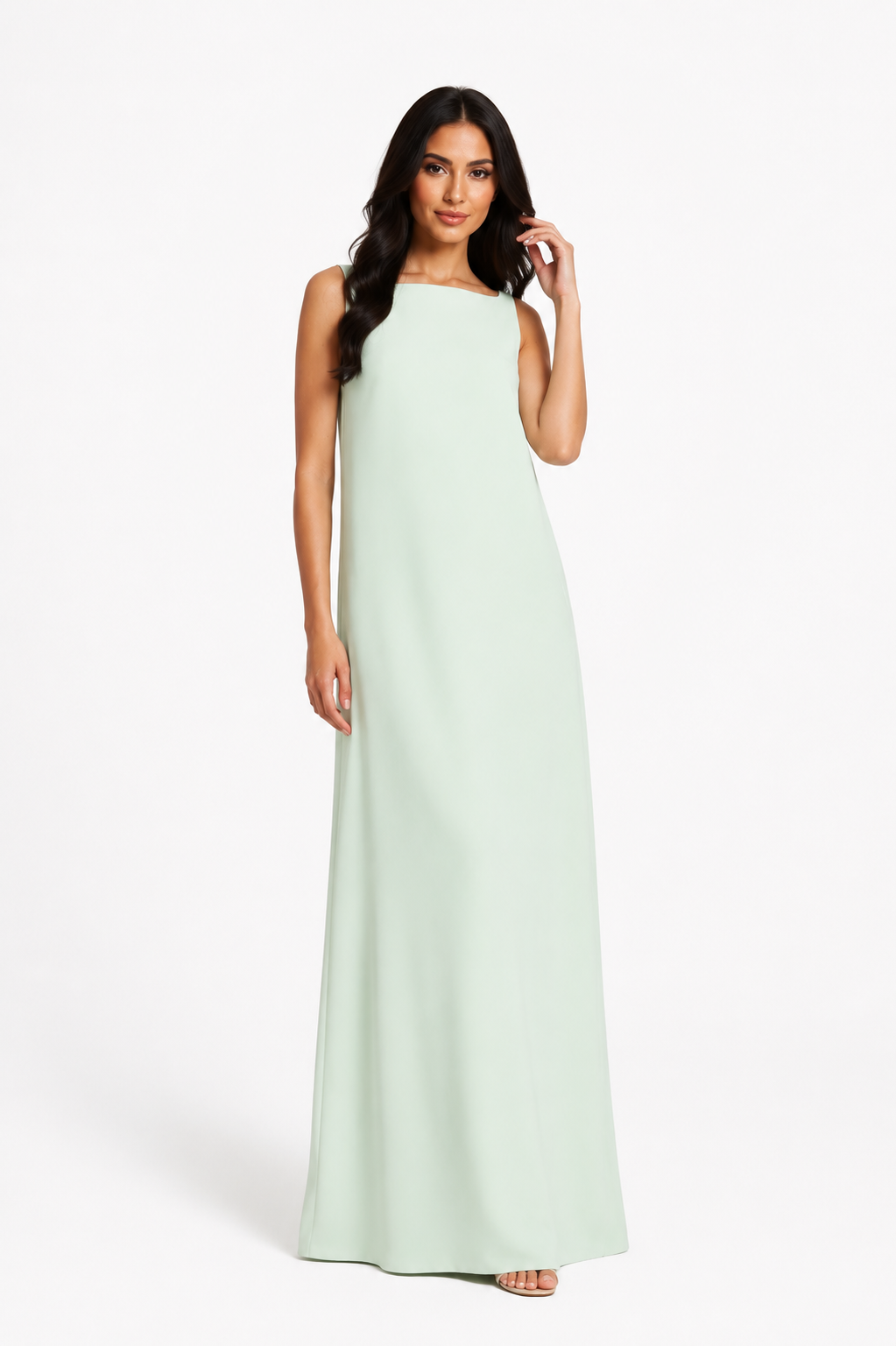 Minimalist Mint Sleeveless Maxi Dress - Elara