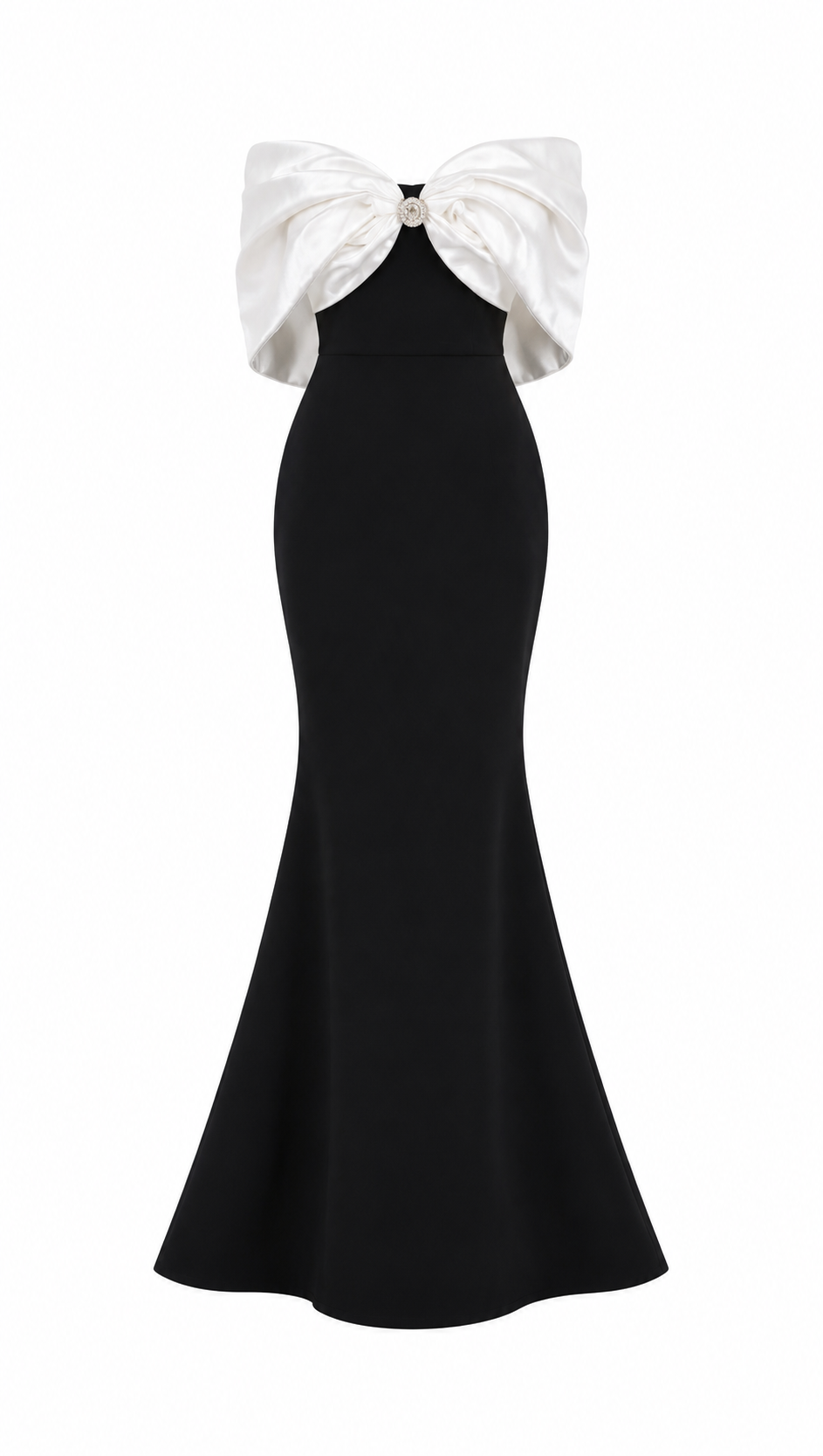 Monochrome Off-Shoulder Mermaid Gown - Elegance