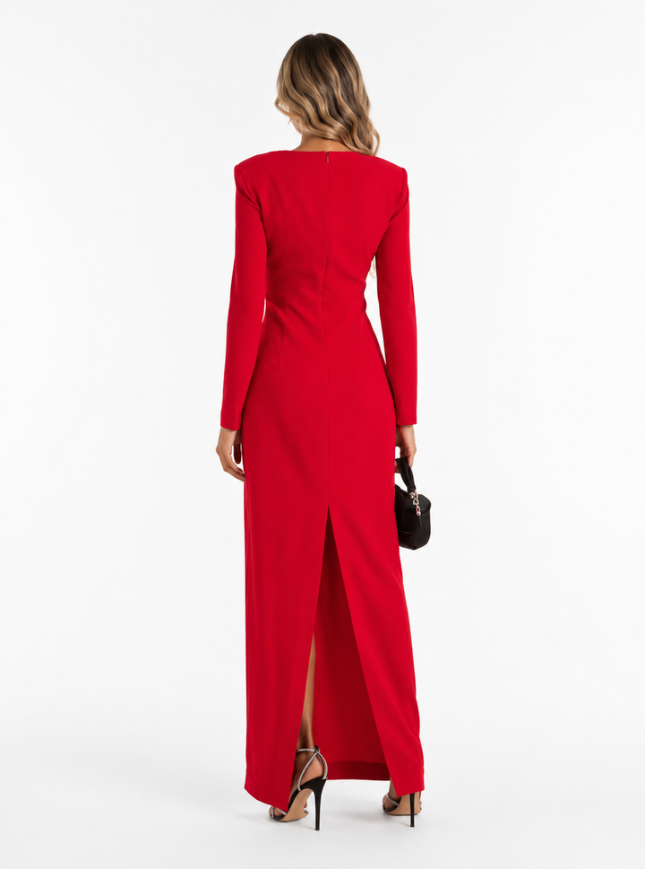 Twist Knot Deep V-Neck Maxi Dress – Scarlet