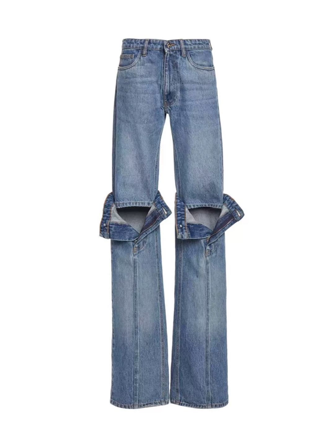 Convertible Cutout Wide Leg Denim Jeans - Edge