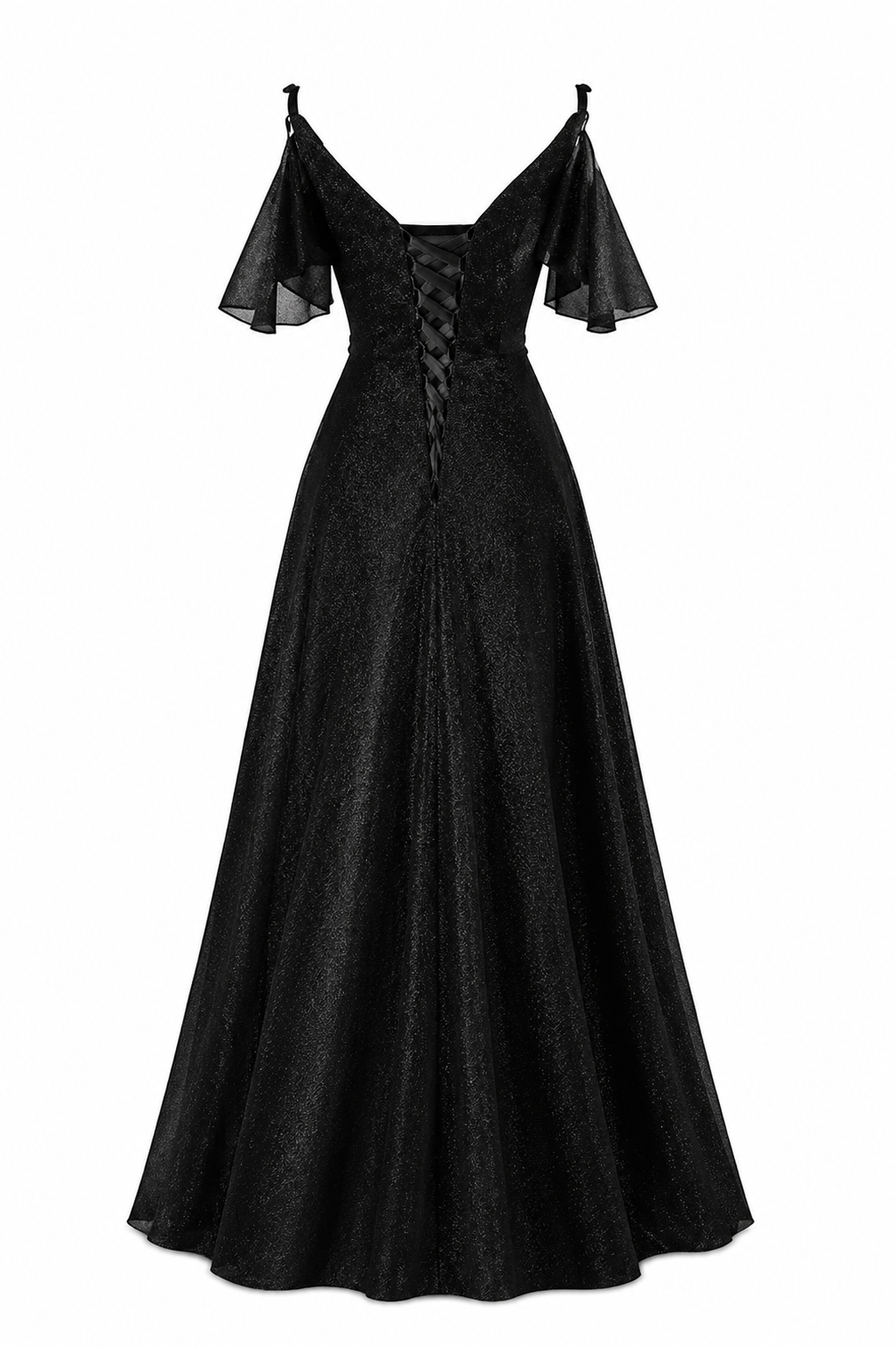 Glitter Off-Shoulder A-Line Evening Gown - Eclipse
