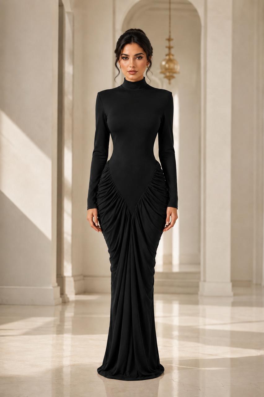 Ruched Mermaid Evening Gown - Scarlet