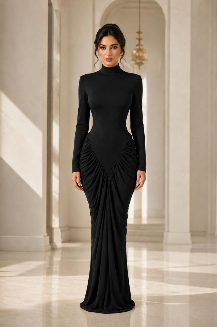 Ruched Mermaid Evening Gown - Scarlet