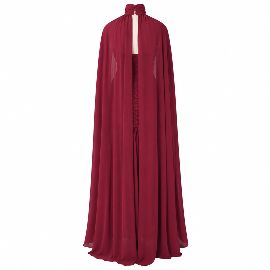 Royal Drape Cape Evening Gown — Majesty