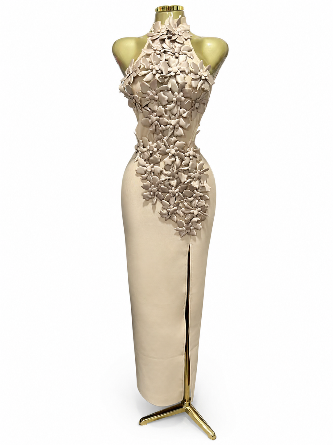 Floral Appliqué Halter Gown - Blossome