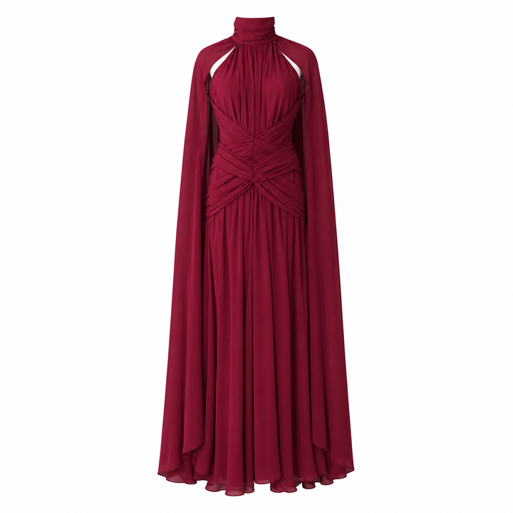 Royal Drape Cape Evening Gown — Majesty