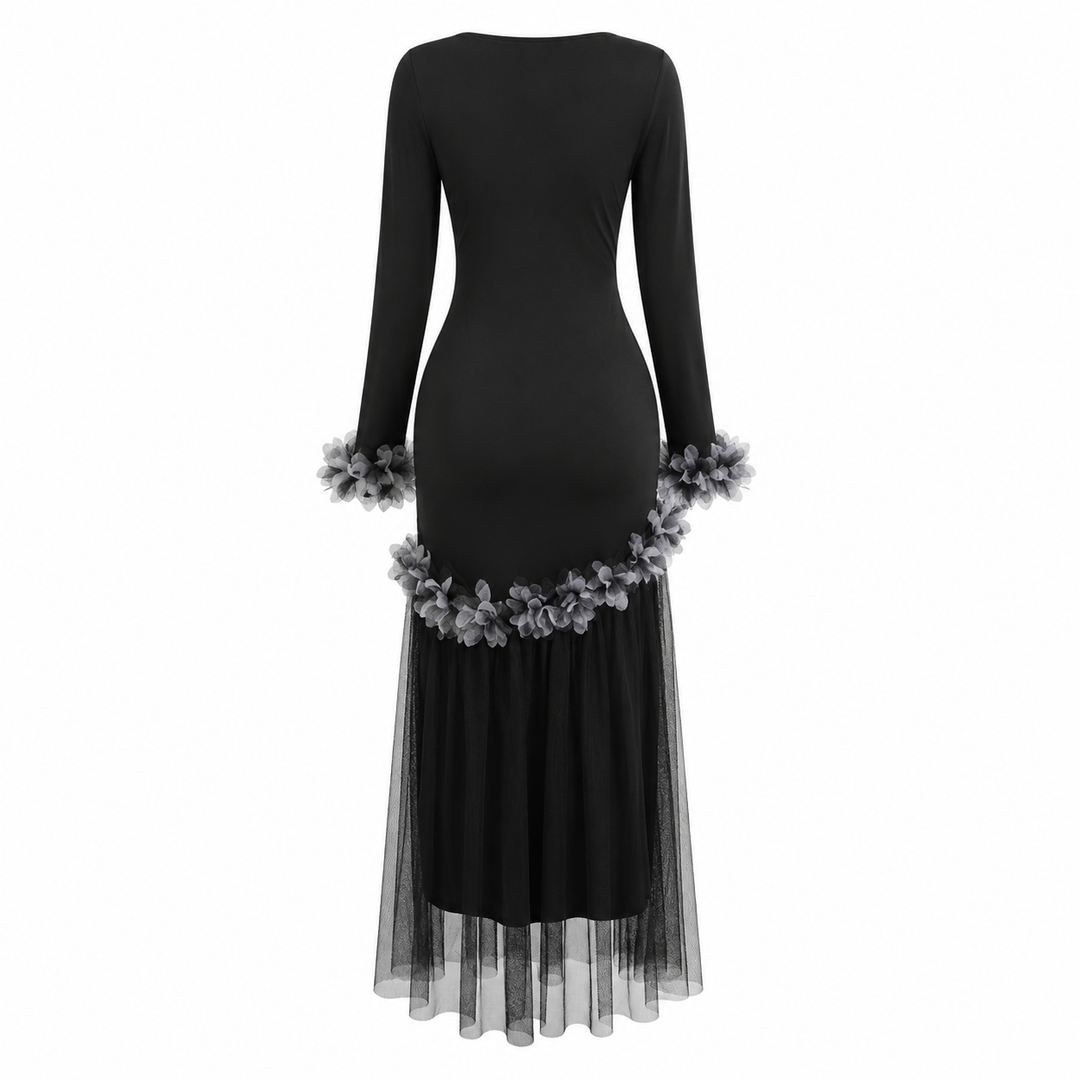 Midnight Bloom Mermaid Dress - Glamour