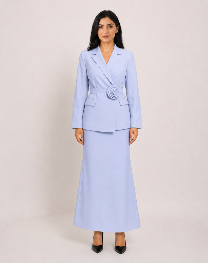 Elegant Blazer & Maxi Skirt Set — Midnight