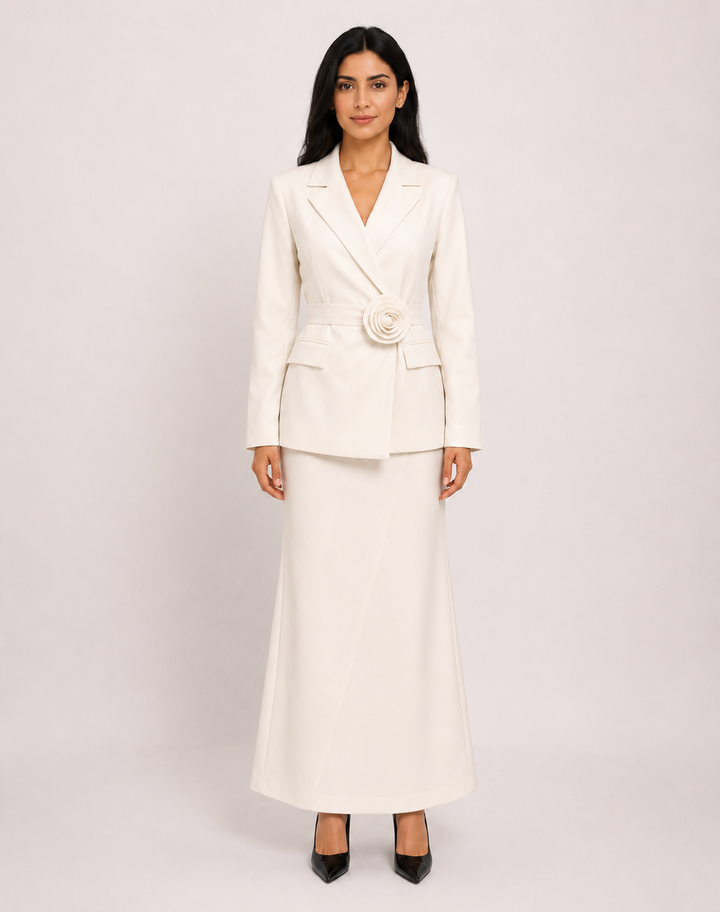 Elegant Blazer & Maxi Skirt Set — Midnight