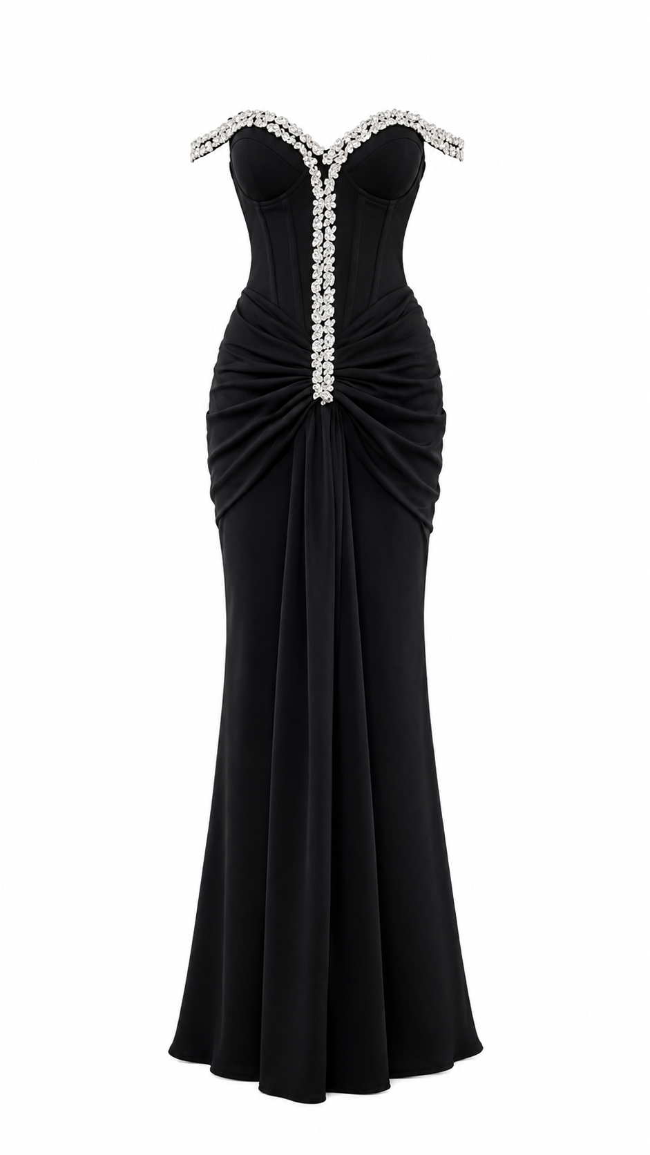 Crystal Embellished Mermaid Gown - Glamour