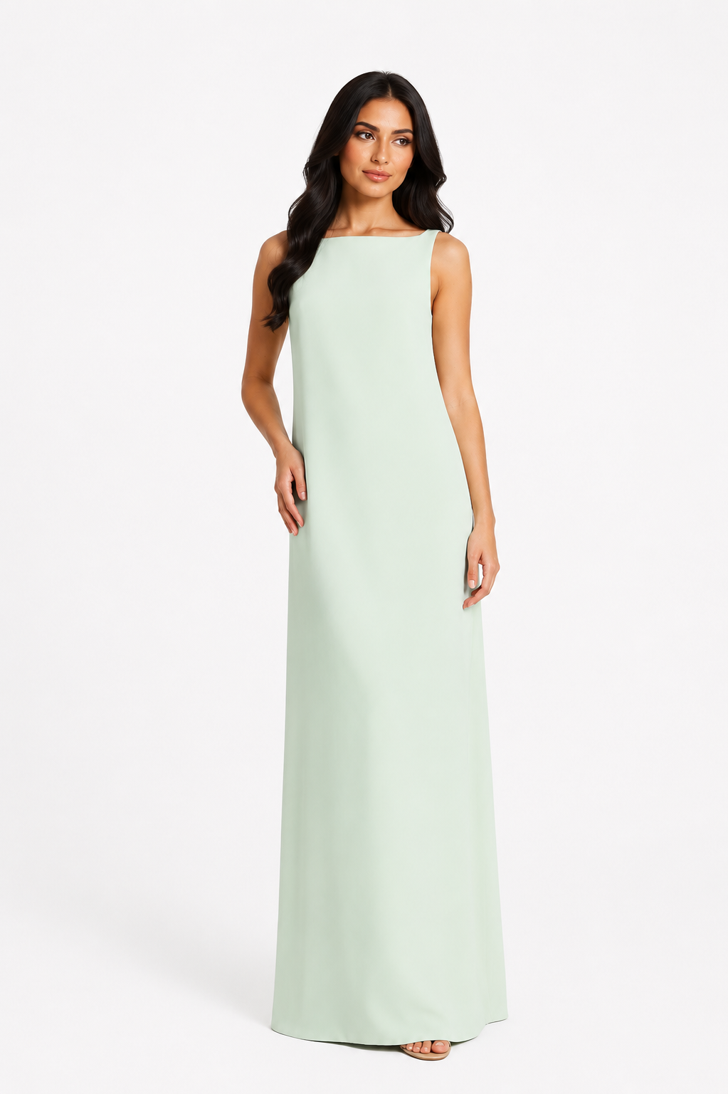 Minimalist Mint Sleeveless Maxi Dress - Elara