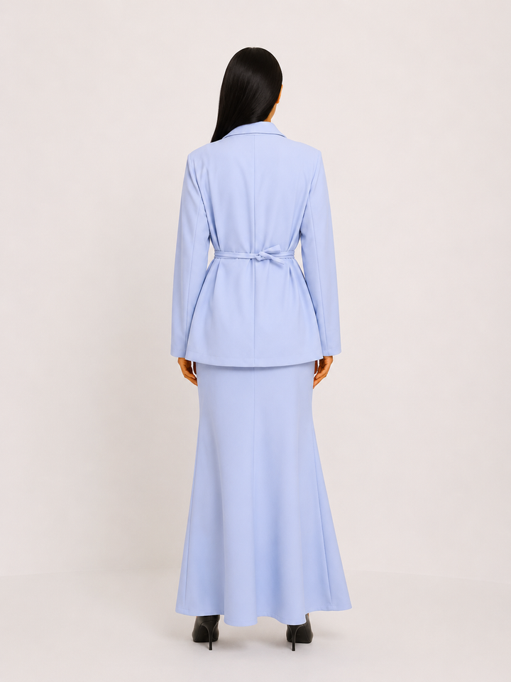 Elegant Blazer & Maxi Skirt Set — Midnight