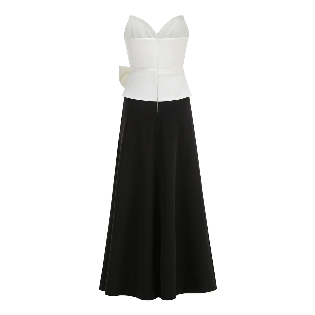 Monochrome Bow Evening Gown - Elegance