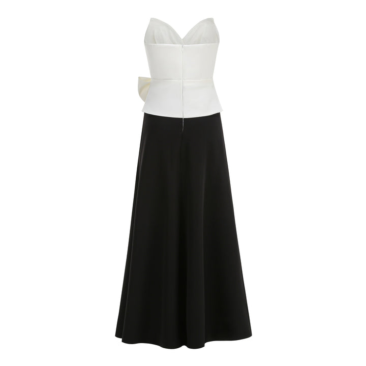 Monochrome Bow Evening Gown - Elegance