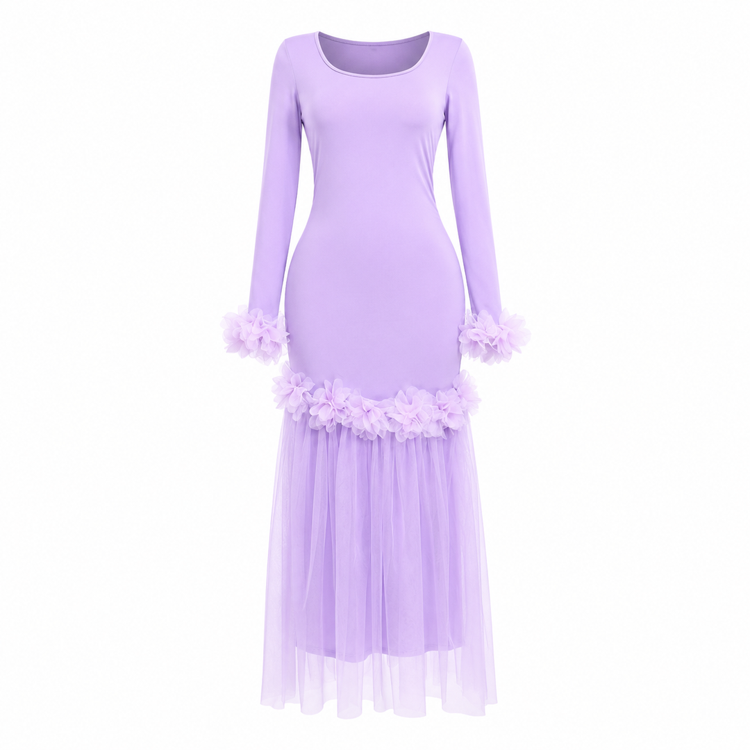 Midnight Bloom Mermaid Dress - Glamour