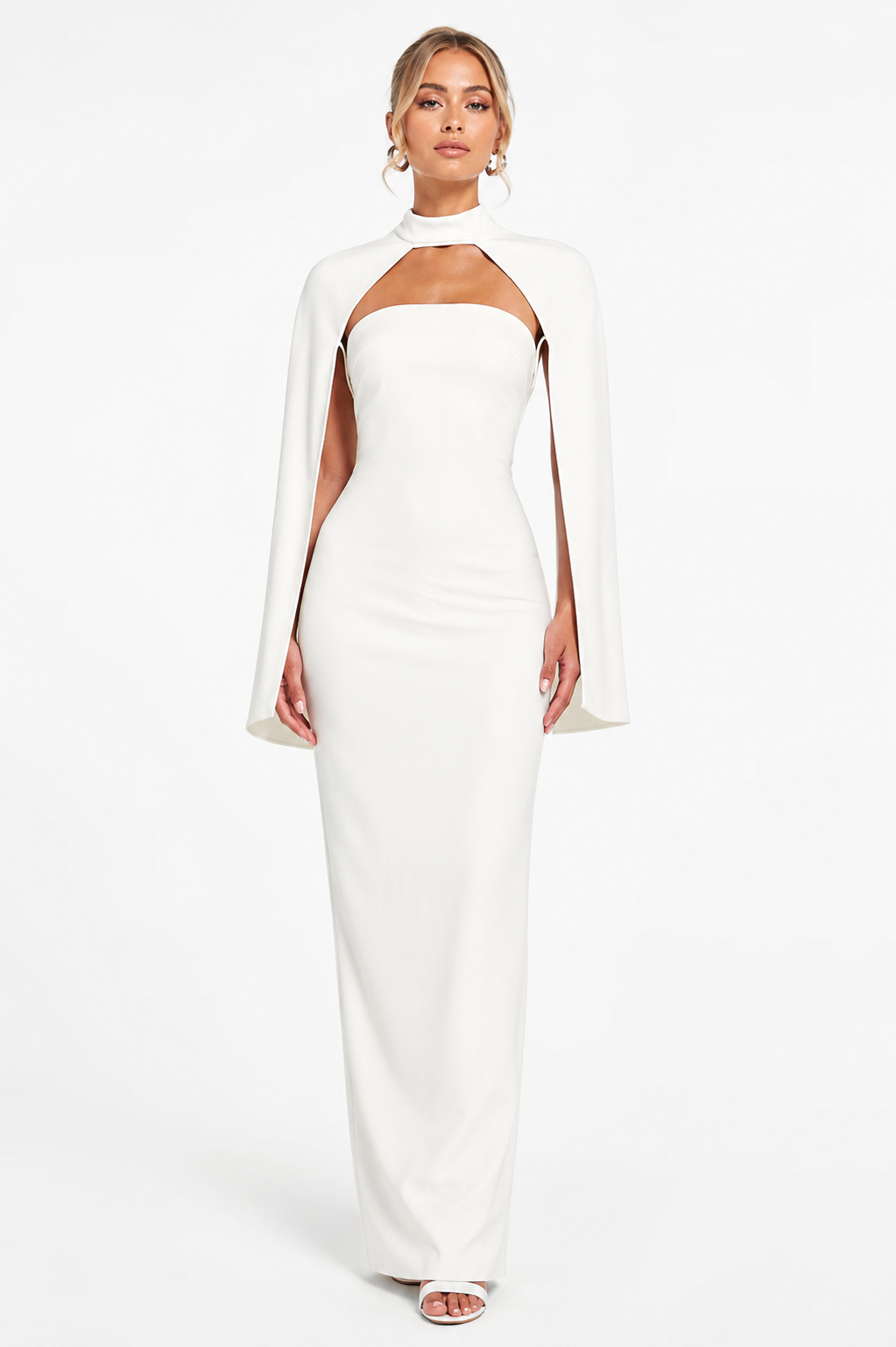 Cape Cut-Out Maxi Dress – Ivory
