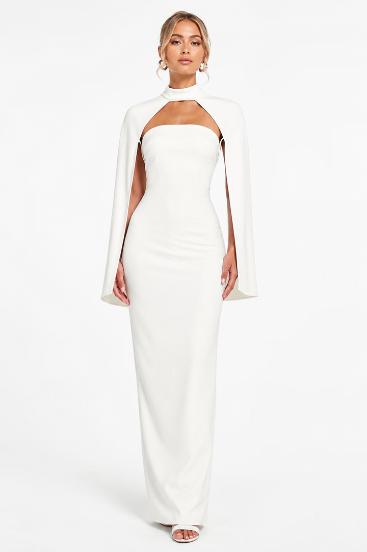 Cape Cut-Out Maxi Dress – Ivory