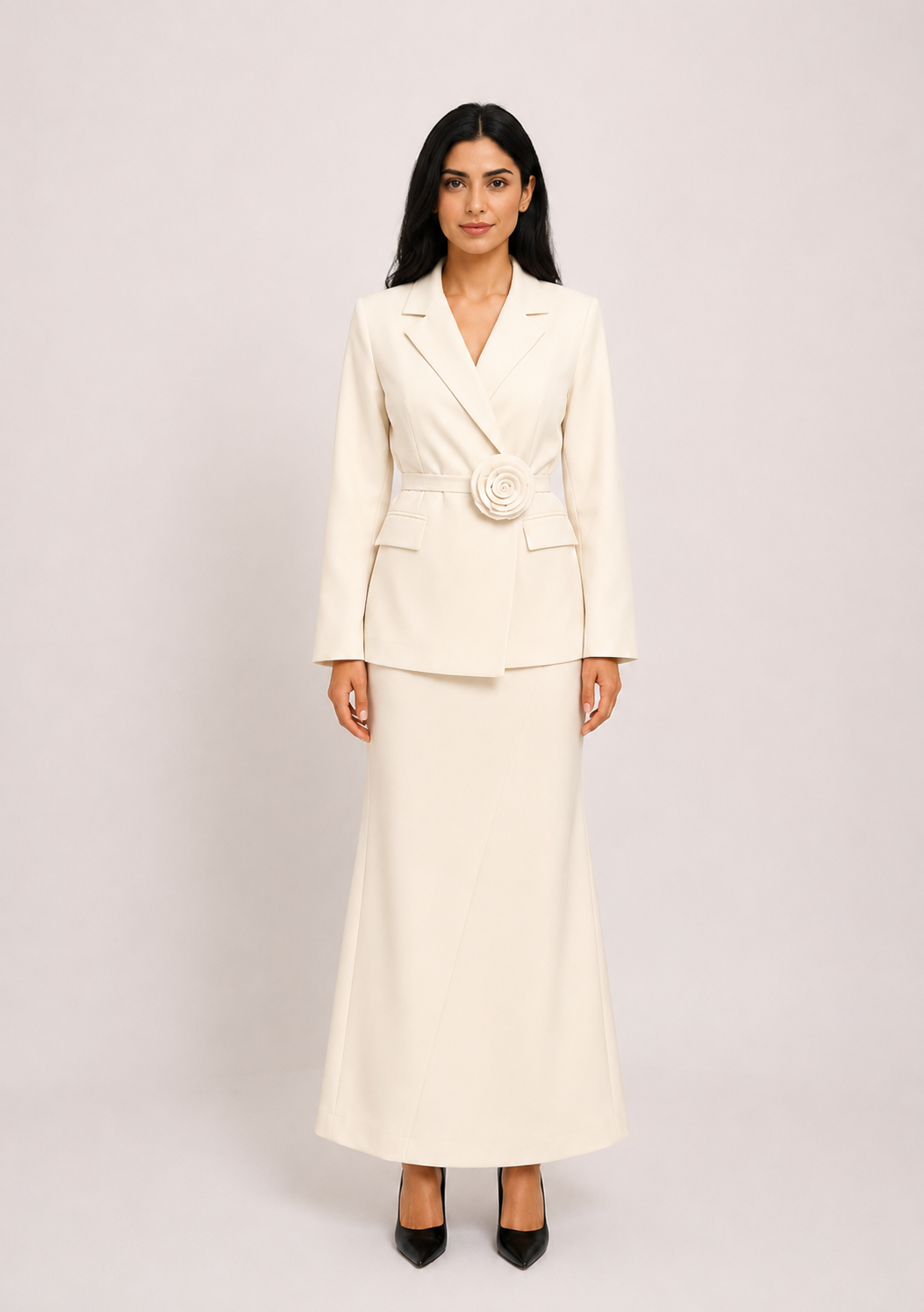 Elegant Blazer & Maxi Skirt Set — Midnight