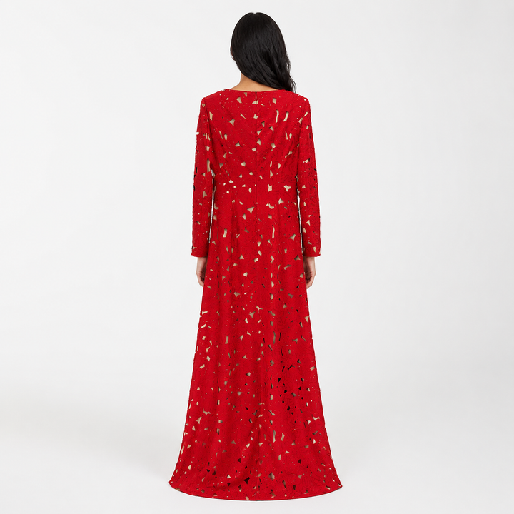 Red Floral Cutout Evening Gown – Royal