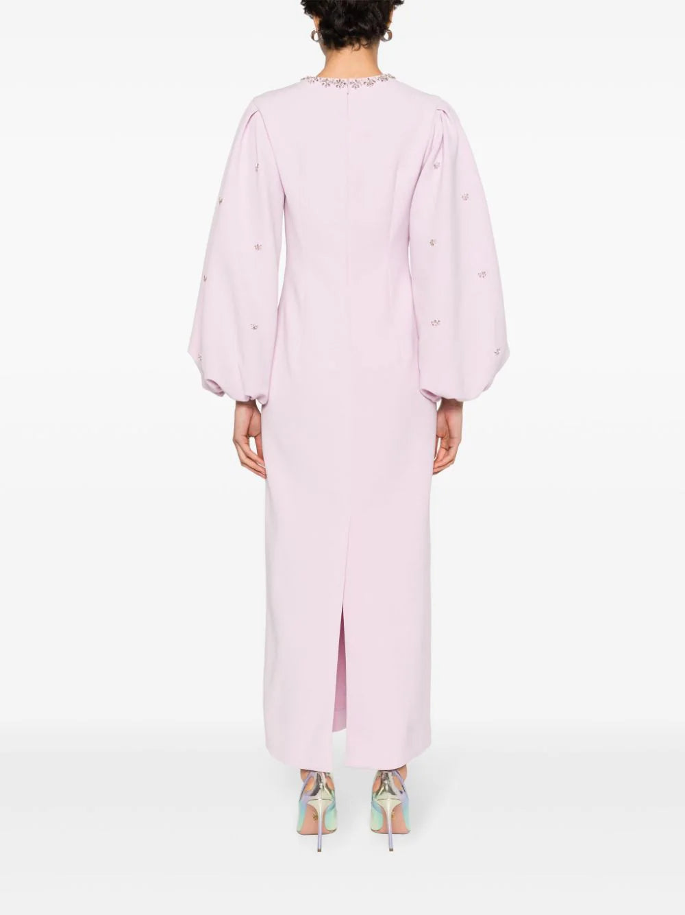 embellished balloon-sleeve column dress – Lorah