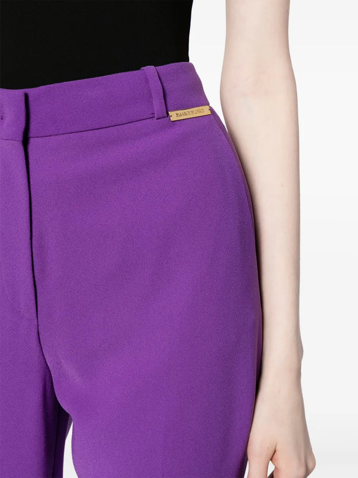 Draped belted blazer broekenset met uitlopende pijpen – Vronik 