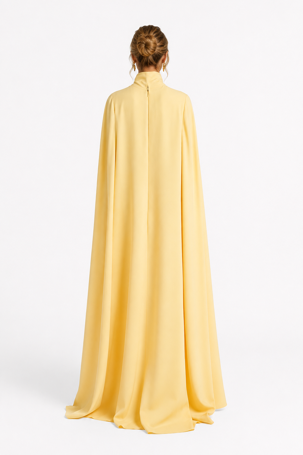 Tie-Neck Cape Gown – Butter