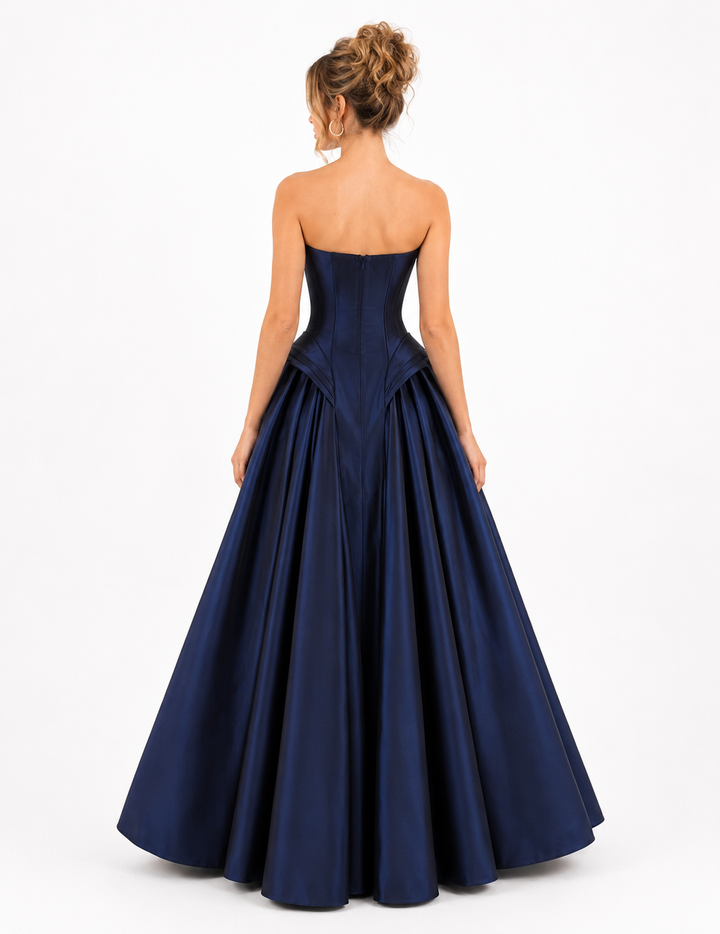 Corset Overskirt Evening Gown - Navy
