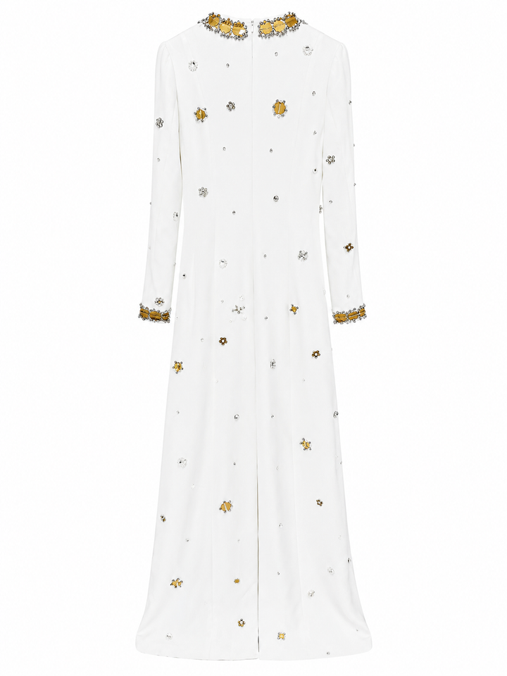 Crystal Embellished Maxi Dress - Ivory