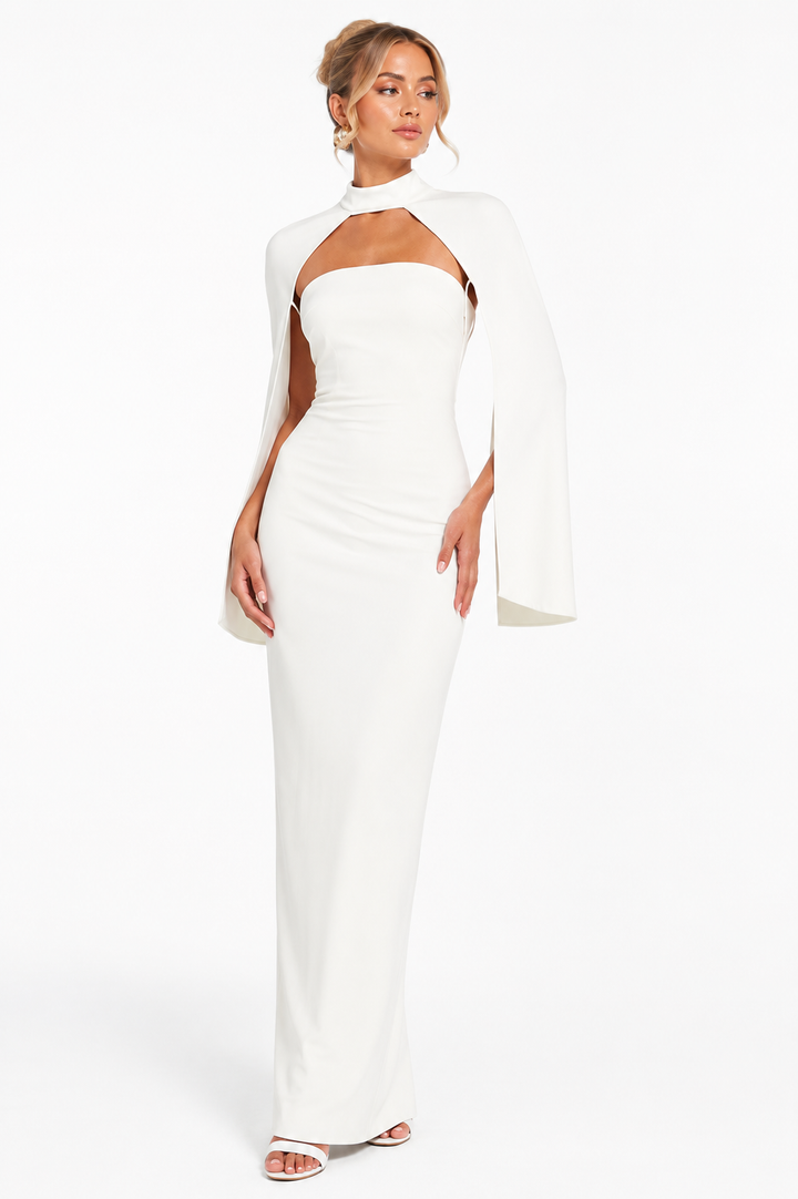 Cape Cut-Out Maxi Dress – Ivory