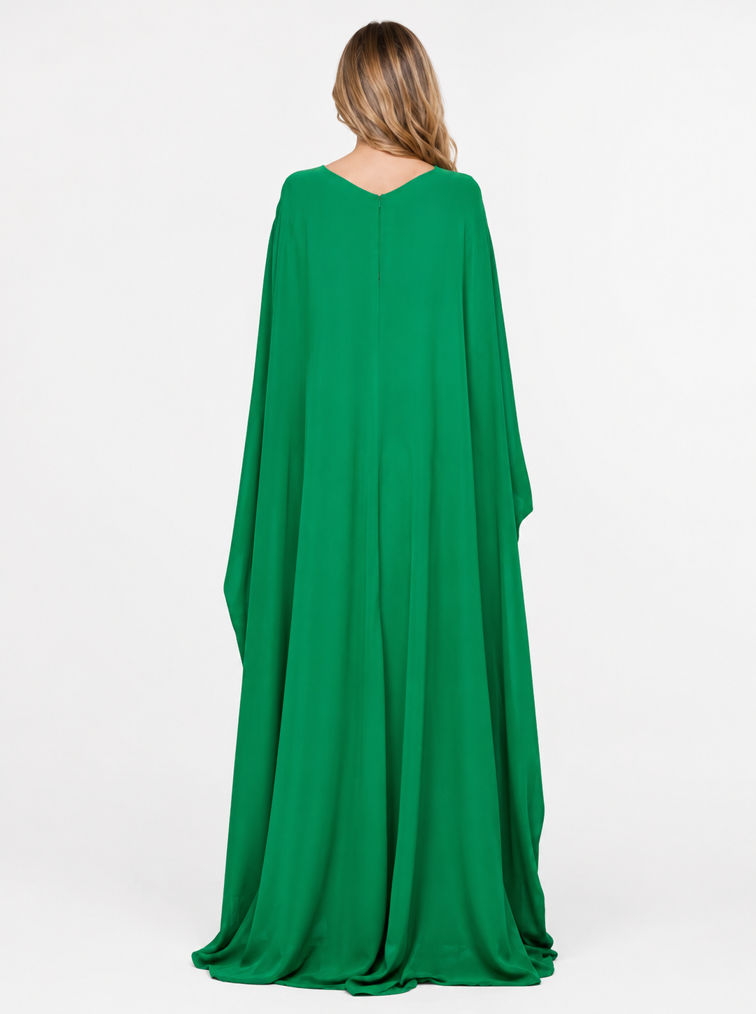 Draped Cape Maxi Dress - Emerald