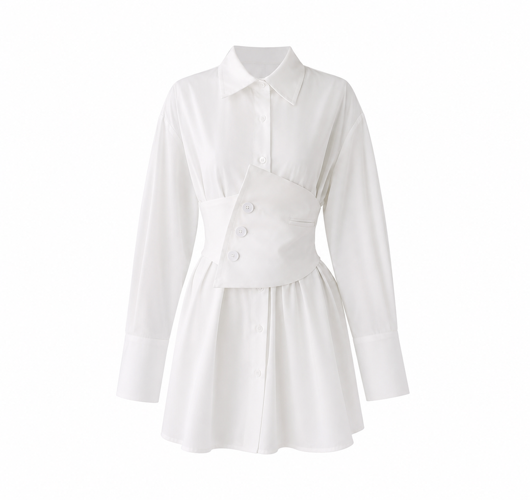 Corset-Layered Shirt Dress – Opaline
