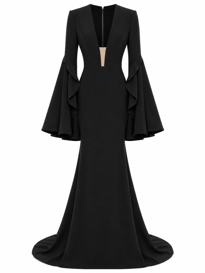 Noir Plunge Mermaid Dress – Eclipse