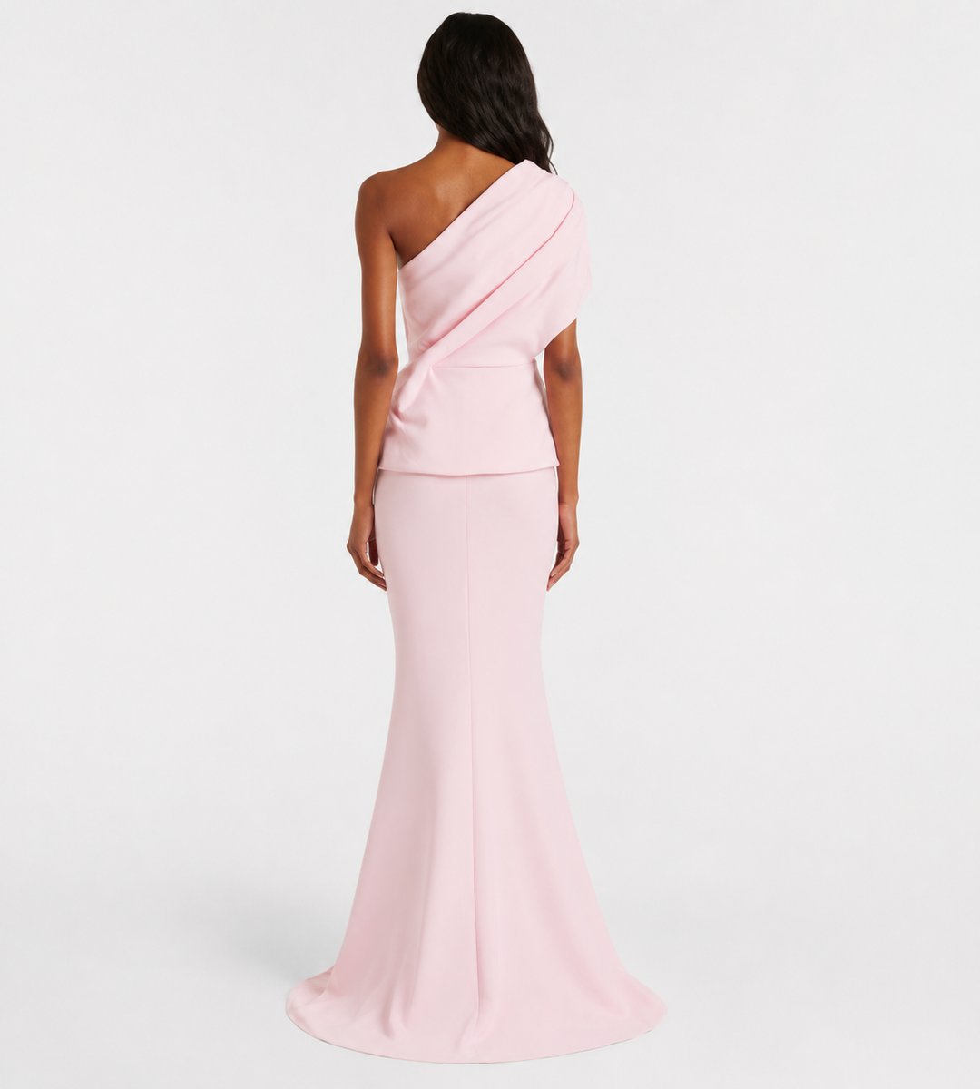 Blush One-Shoulder Draped Gown - Seraphina