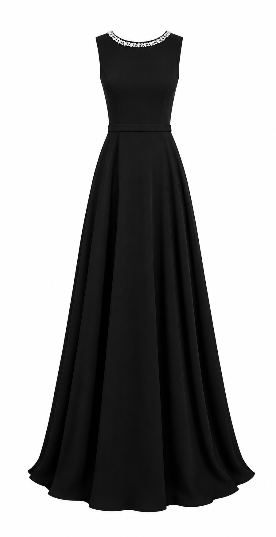 Midnight Elegance Crystal Neckline Gown - Grace
