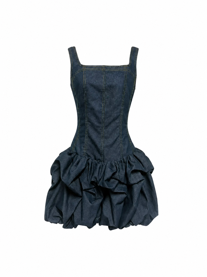 Denim Bubble Mini Dress - Noval