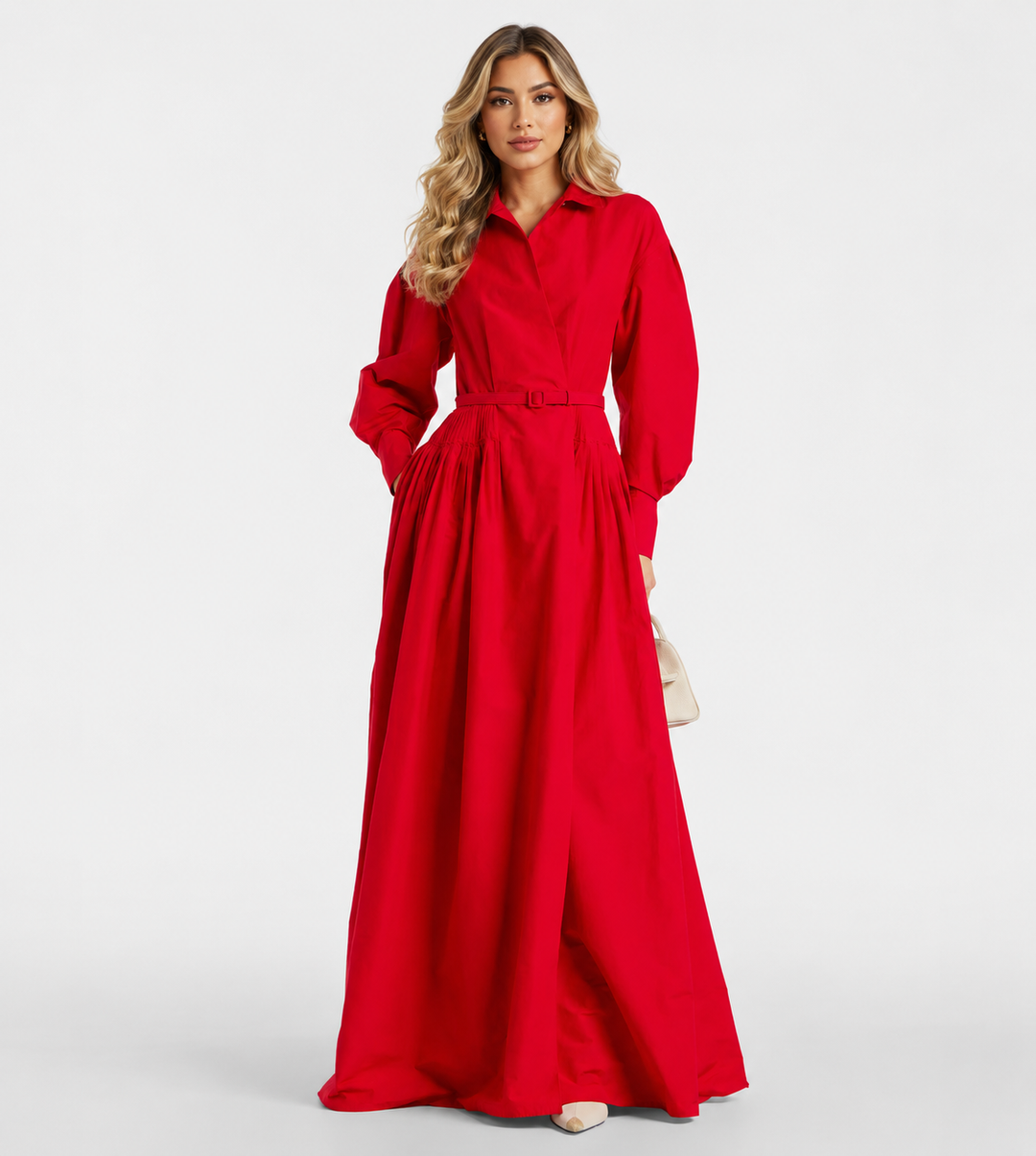 Scarlet Belted Shirt Maxi Dress - Veronas