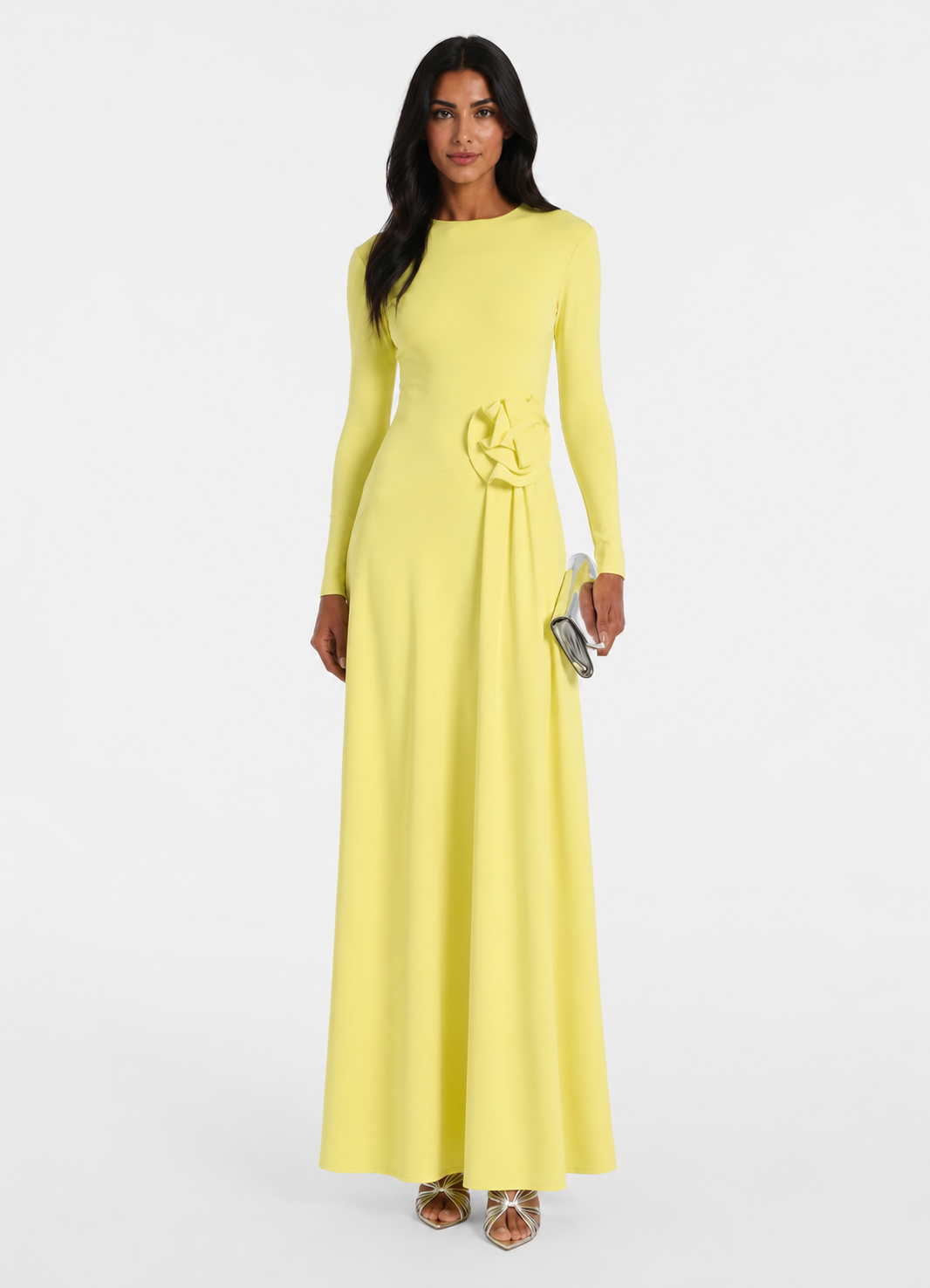 Butter Yellow Floral Waist Maxi Dress - Soleil