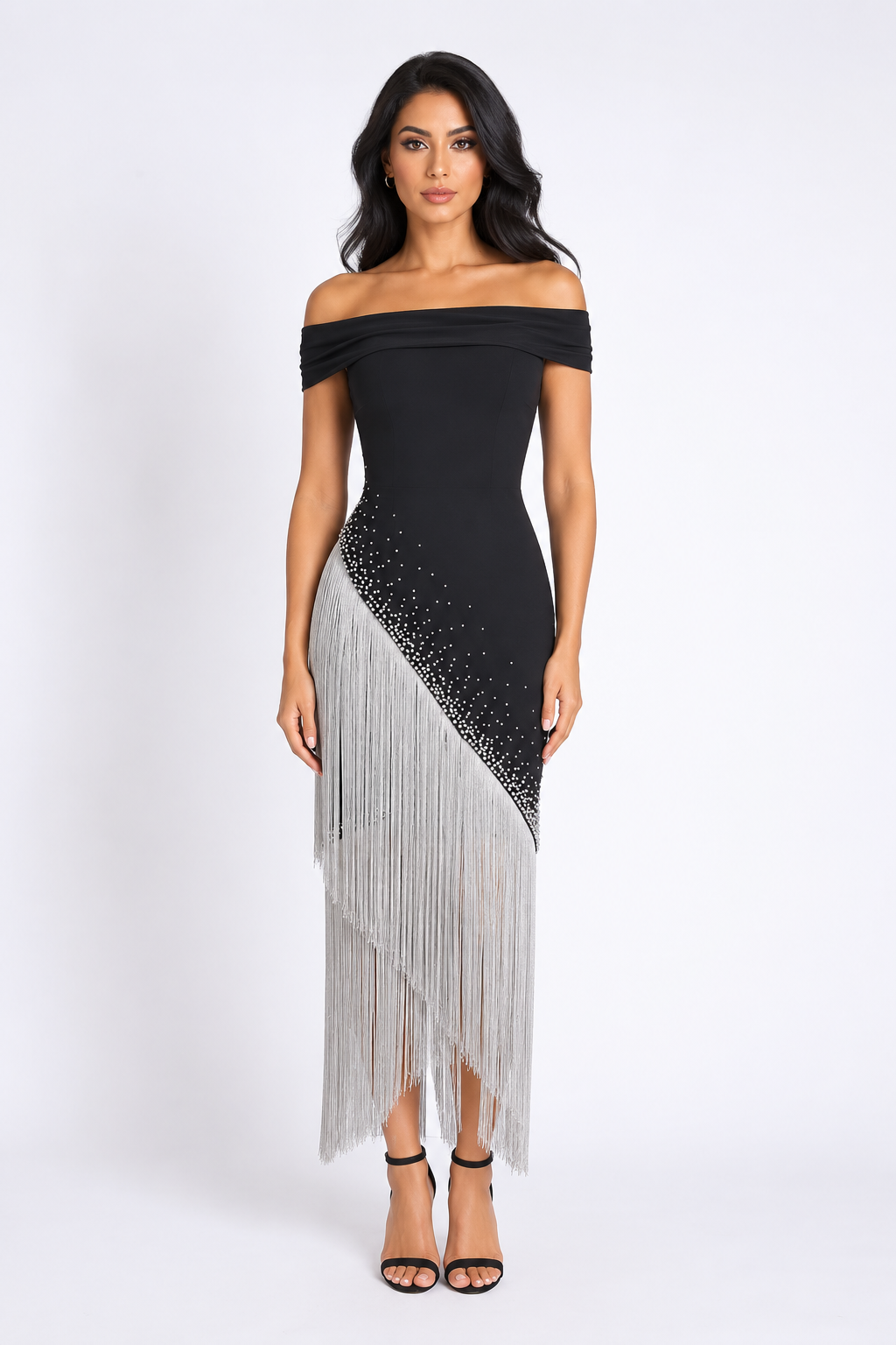 Midnight Fringe Pearl Dress - Glamour