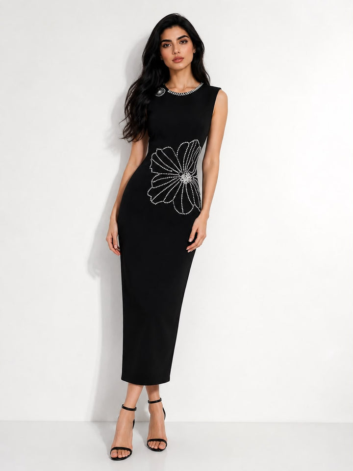 Crystal Floral Sheath Midi Dress - Blossom
